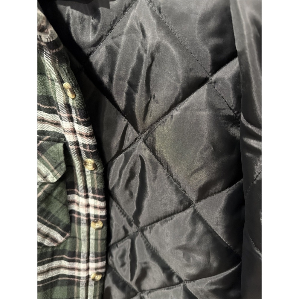 Dickies Mens Large Green Insulated Button Up Flannel Jacket Plaid P204260 - Picture 4 of 15